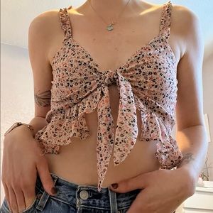 Tie front crop blouse